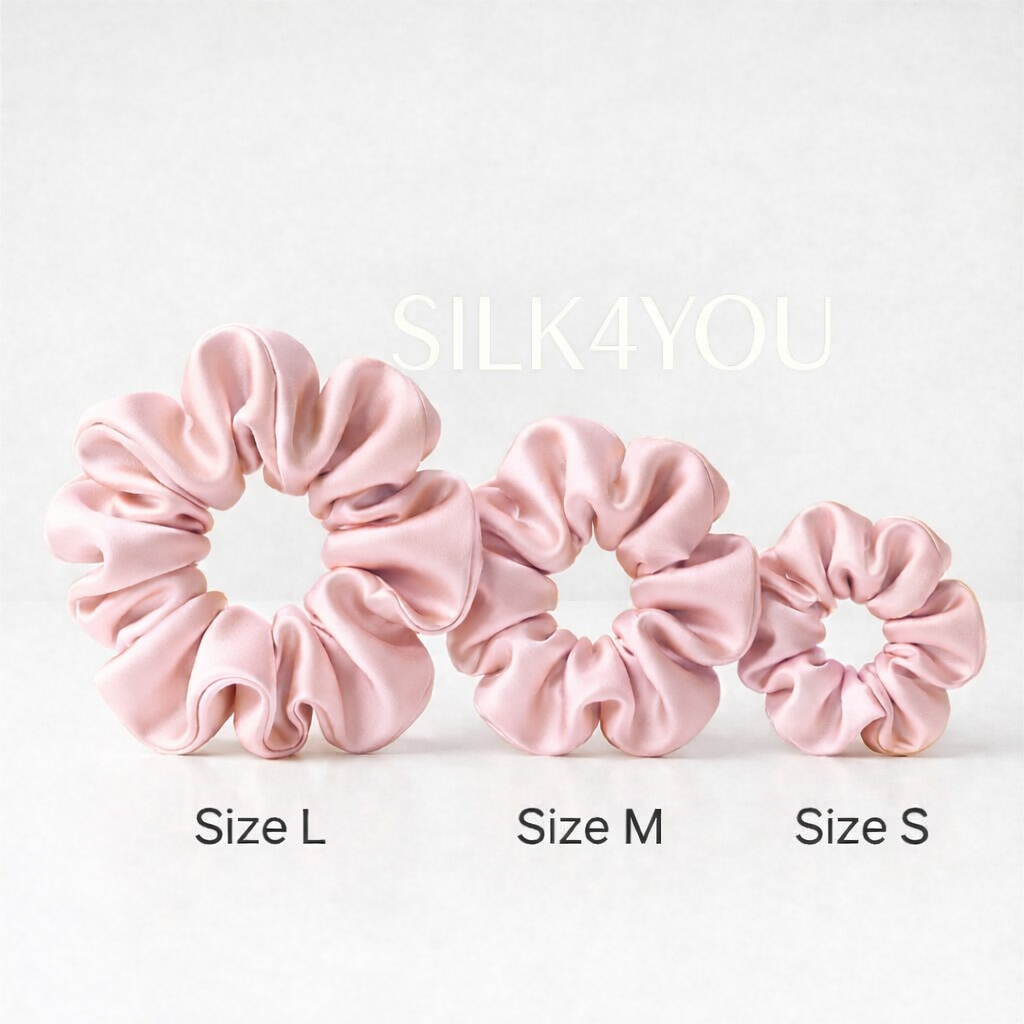 Frotka do włosów 100% Jedwab rozmiar L 150mm PUDROWY RÓŻ